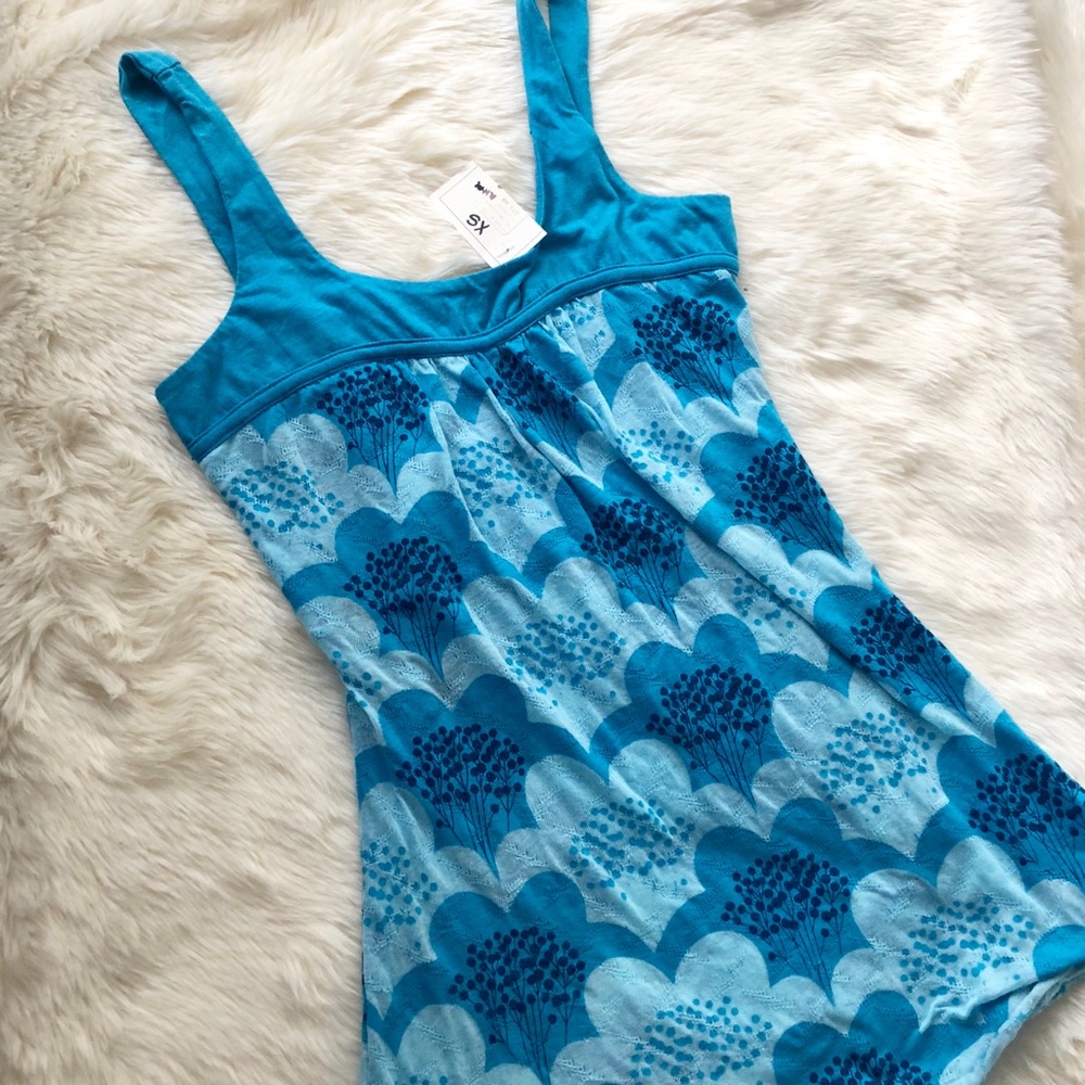 Testament Cyan Blue Empire Tank, sz XS